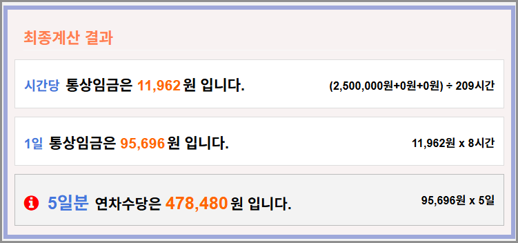 퇴사시 미사용 연차수당 계산기 | 지급기준 계산법 (노동OK)