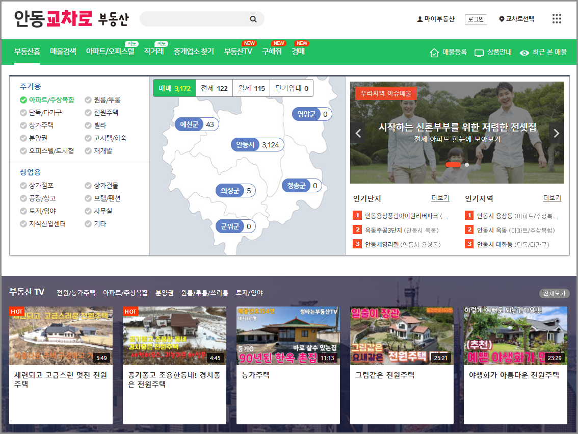 안동교차로 부동산 매물정보 구인구직 일자리 채용공고 중고차 종이 신문 그대로보기