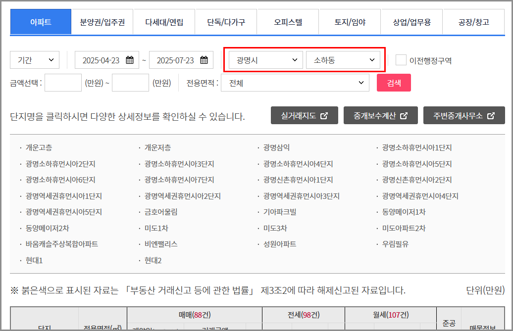 경기부동산포털 사이트 실거래가 및 개발정보 조회 방법 (gris.gg.go.kr)