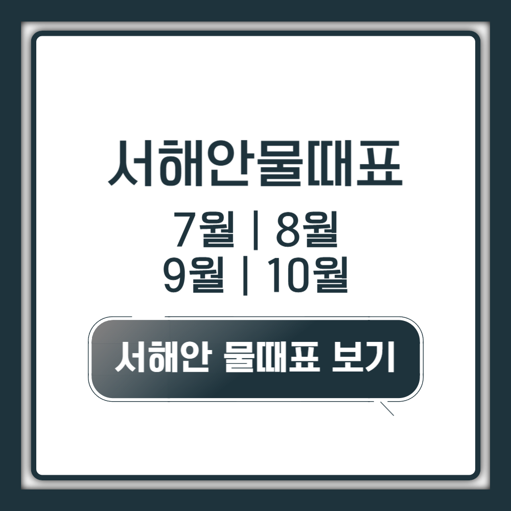 서해안 물때표 보는법, 7월~10월 간조·만조 시간 완벽 확인하기