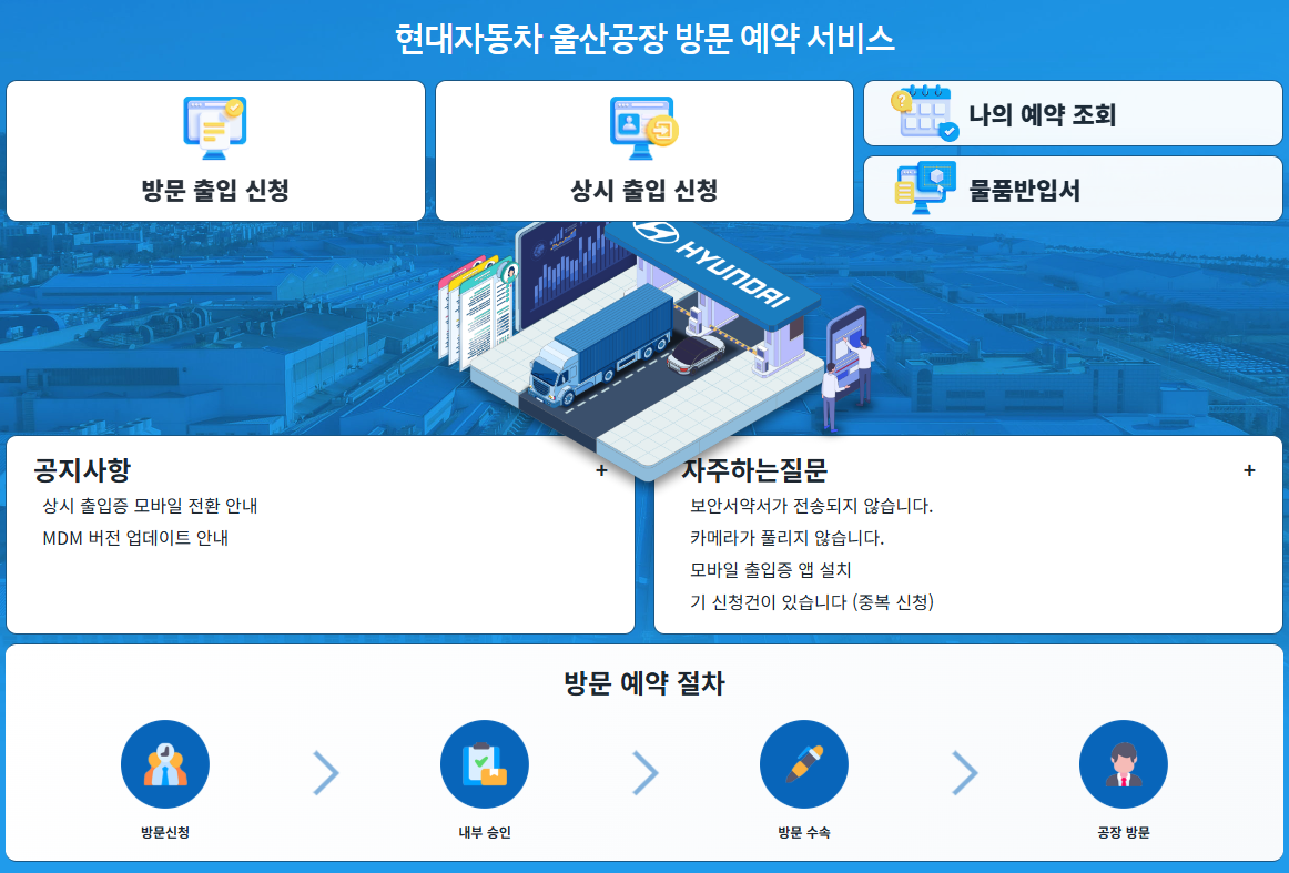 현대자동차 출입신청 방법 울산공장, 남양연구소까지 단계별 안내
