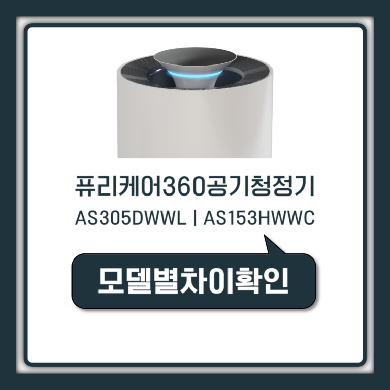 LG 퓨리케어 AI 360 공기청정기 AS305DWWL AS153HWWC 필터 무빙휠 차이 안내