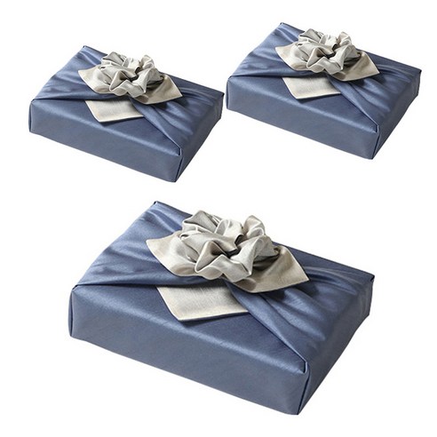 통샵 실크 겹 보자기 110 x 110 cm 스카이블루 아이보리 3개