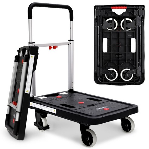 로티홈시스 플랫폼 핸드카트 브레이크형 블랙 1개