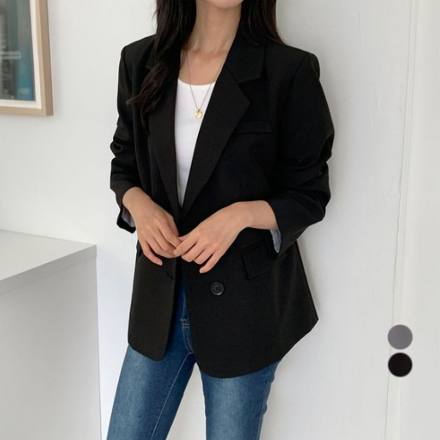 여성용 스탠다드핏 투버튼 싱글 자켓