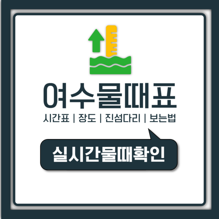여수 물때표 보는법, 오늘 장도 진섬 만조 간조 시간표 한눈에 정리